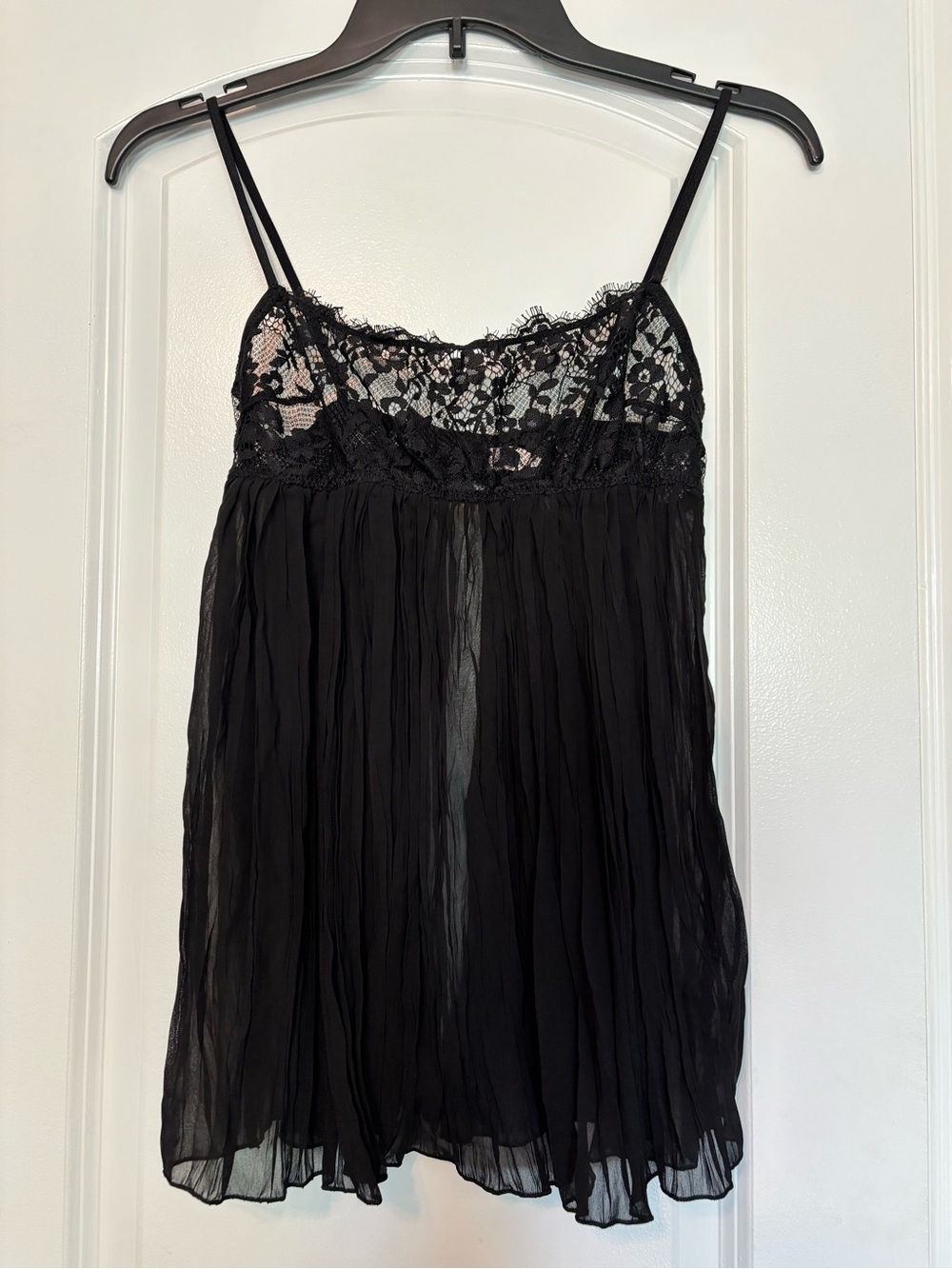 Victoria Secrete Black Lace Pleated Camisole Top - Medium